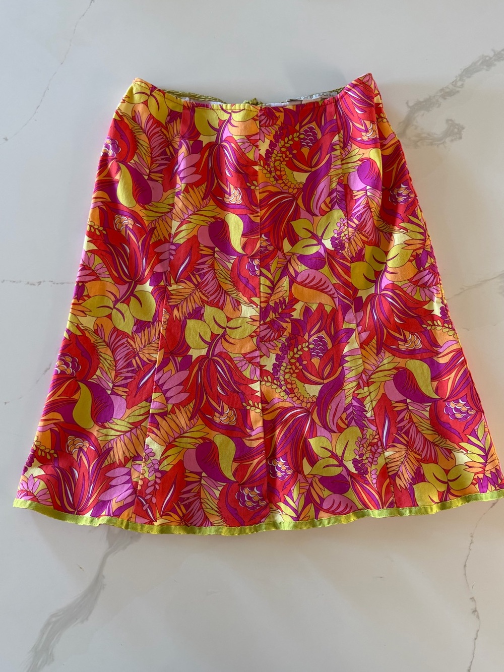 Vintage Y2K Maggy London Vibrant Pink & Yellow Printed Floral Skirt